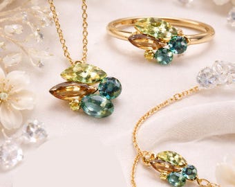 Natural Multi Color Ceylon Sapphire Set 0.80 Ct | Unheated Loose Sapphires | Green Blue Yellow Sapphire Gemstones for Ring Pendant Jewelry