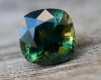 Natural Parti Green Sapphire | Cushion Cut | 5.09 mm | 0.78 Carat | Loose Sapphire | Unset Unheated Untreated Sapphire Gemstone | Sapphire