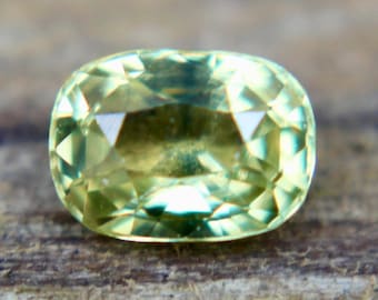 Natural Greenish Yellow Sapphire | Cushion Cut | 0.97 Carat | 6.28x4.54 mm | Loose Sapphire | yellow Sapphire Rings | Jewellery | Gemstones