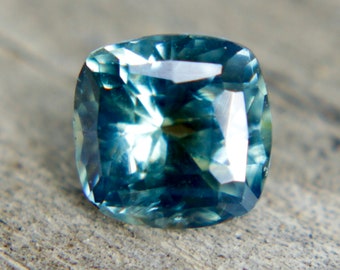 Natural Teal Sapphire | 6.16x6.08 mm | Cushion Cut | | Unheated Sapphire | Loose Coloured Sapphire | Blue Green Sapphire | Bi Coloured Gems