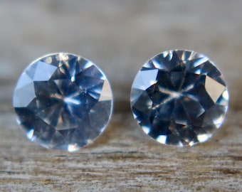 Natural White Sapphire Pair | 5.00 mm | Round Cut | Engagement Jewellery | Colourless Sapphire Pair | Engagement | Sapphire Earring | Gems