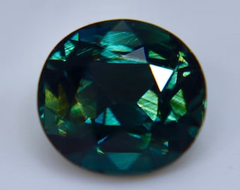 Natural Teal Sapphire 2.20ct Oval Cut Unheated Certified Blue Green Sapphire Loose Gemstone for Engagement Ring Jewelry Design
