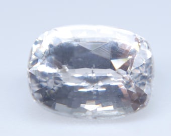 Natural Colorless Sapphire 1.58ct Cushion Cut Ceylon Loose Gemstone, White Sapphire Engagement Ring Stone, VS Clarity