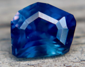 Natural Blue Sapphire 1.50ct Ceylon Freeform Cut VS | Purple Undertone Loose Sapphire for Engagement Ring | Authentic Gemstone