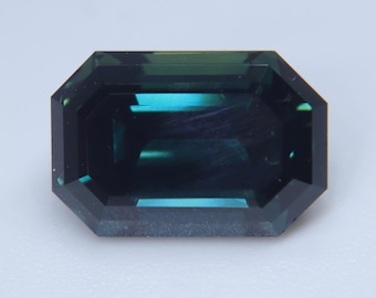 Australian Blue Green Sapphire: 3.50 Carat Emerald Cut Gemstone
