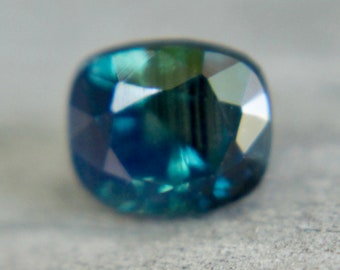 Natural Blue Green Sapphire | Cushion Cut | 5.90x5.03 mm | 1.32 Carat | Unheated Untreated Sapphire | Unique Bi Colour Sapphire Ring |