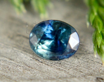 Natural Blue Green Sapphire | Oval Cut | 6.25x5.00 mm | 1.06 Carat | Unheated Untreated Sapphire | Unique Bi Colour Sapphire Ring |