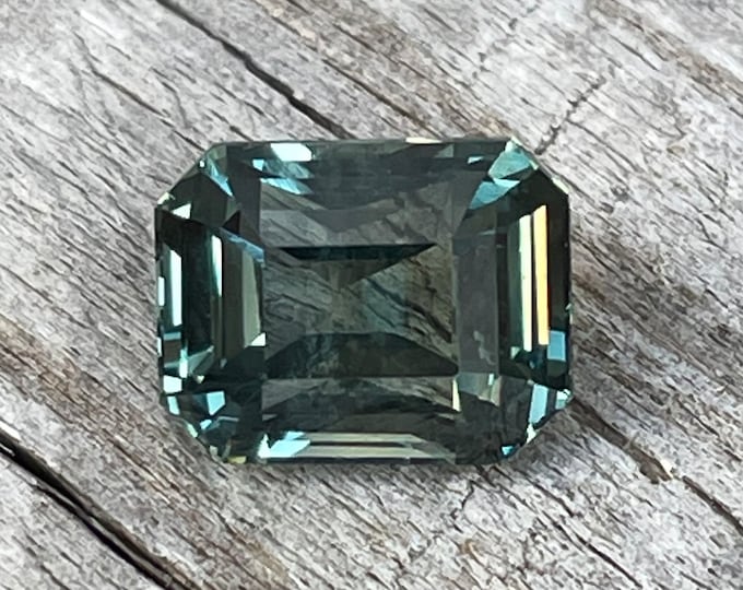 Featured listing image: Natural Parti Sapphire | Emerald Cut | 2.95 Carat | 8.46x6.70 mm | Loose Green Sapphire | LOOSE GEMSTONE | Teal Sapphire Ring | Engagements