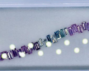 Natural Rainbow Sapphire Baguette Set 9.15ct Ceylon 4x2mm Calibrated Multi Color Gemstone Strip for Bracelet Ring Jewelry