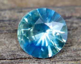 Natural Blue Green Parti Sapphire 0.87ct | Round Cut Unheated Bicolor Loose Gemstone | Eye Clean Certified Sapphire