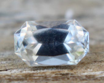 Natural White Sapphire | Emerald Cut | 6.42x3.90 mm | Unheated Untreated Gemstone | Natural Colourless Sapphire | Engagement Rings |