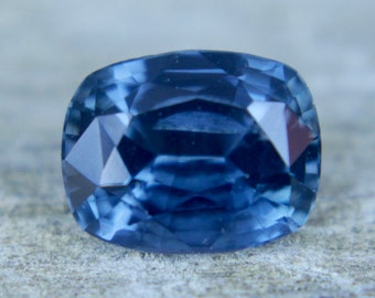 Natural Greyish Blue Sapphire | Cushion Cut | 7.54x5.96 mm | 1.55 Carat | Unheated | Untreated | Earth Mined Blue Sapphire Crystals |