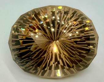 Natural Honey Quartz 765 Ct, Large Oval Faceted Gemstone, Unheated Ceylon Quartz, Golden Collector Display Stone