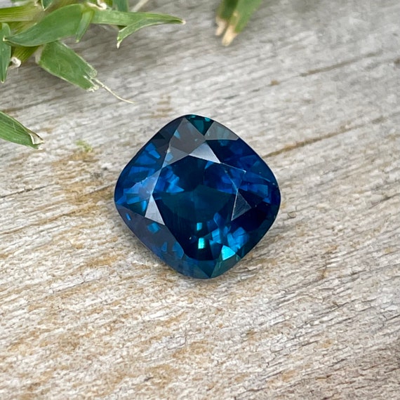 Natural Peacock Blue Sapphire Cushion Cut 3.21 Carat - Etsy