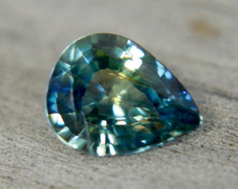 Natural Blue Green Sapphire | Pear Cut | 7.44x5.71mm | 1 Carat | Unheated Untreated Sapphire | Unique Bi Colour Sapphire Ring |