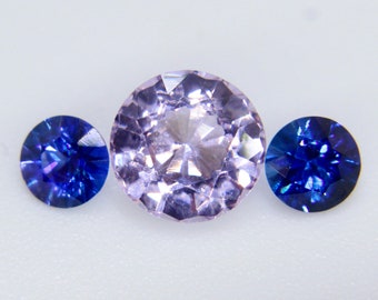 Set of Natural Pale Purple Pink Spinel and Royal Blue Sapphires Gemstones | 5.60 mm | 3.50 mm | Jewellery Designs | Jewellery making |