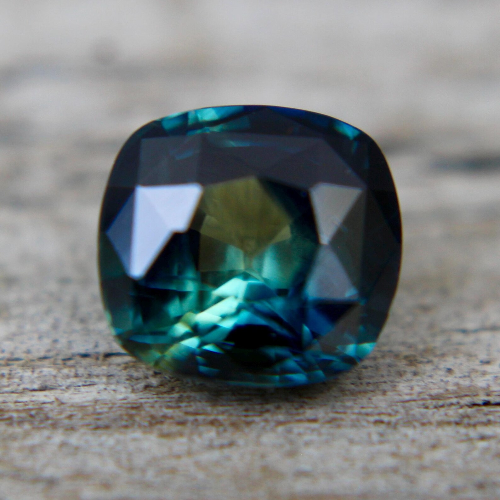 Unheated Green Blue Sapphire: 1.60 Carat Cushion Cut Gemstone - Etsy