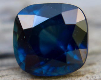 Natural Greenish Blue Sapphire | Cushion Cut | 3.21 Carat | 8.05 mm | Natural Blue Green Sapphires |