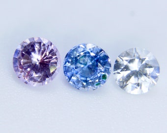 Set Of Natural Sapphires Gemstones | Round Cut | 4 mm | 3 Stones | Jewellery Making Stones | Engagement Ring | Birthday Gift | Sapphire Ring