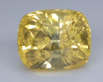 Natural Vivid Yellow Sapphire 1.55ct, Cushion Cut Ceylon Gemstone, Eye Clean Loose Sapphire for Engagement Ring, Heated