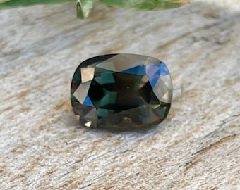 Natural Unique Mixed Coloured Sapphire | Cushion Cut | 1.32 Carat | 7.27x5.44 mm | Brownish Green Sapphire | Engagement Rings | Gemstones