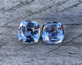 Natural Pale Purple Sapphire Pair | Cushion Cut | 1.47 Carat | 5x5mm | Natural Gemstones  for earrings | Jewellery Making gemstones