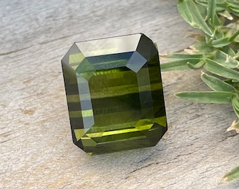 Natural Green Tourmaline | Emerald Cut | 14.03x11.73  mm | 16.93 Carat | Loose Tourmaline | Unheated Gemstones  | Tourmaline Rings