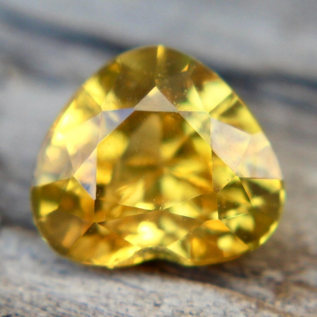 Vivid Yellow Sapphire: Carat Heart Cut Ceylon Gemstone