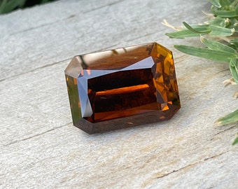 Natural Golden Brown Tourmaline | Emerald Cut | 15.00x11.00 mm | 12 Carat | Untreated Gemstones | Brown Tourmaline Ring | Tourmaline Jewels
