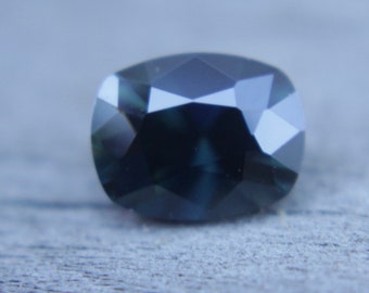 Natural Deep Blue Green Sapphire | Cushion Cut | 6.57x5.20 mm | 1.13 Carat | Loose Sapphire Gemstone | Unheated Sapphire | Natural Gemstone