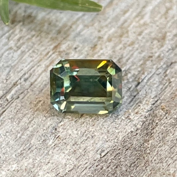 Natural Parti Sapphire | Emerald Cut | 5.47x4.15 mm | Loose Sapphire |  Green Sapphire | Sapphire Rings | Jewellery | Loose Gemstone
