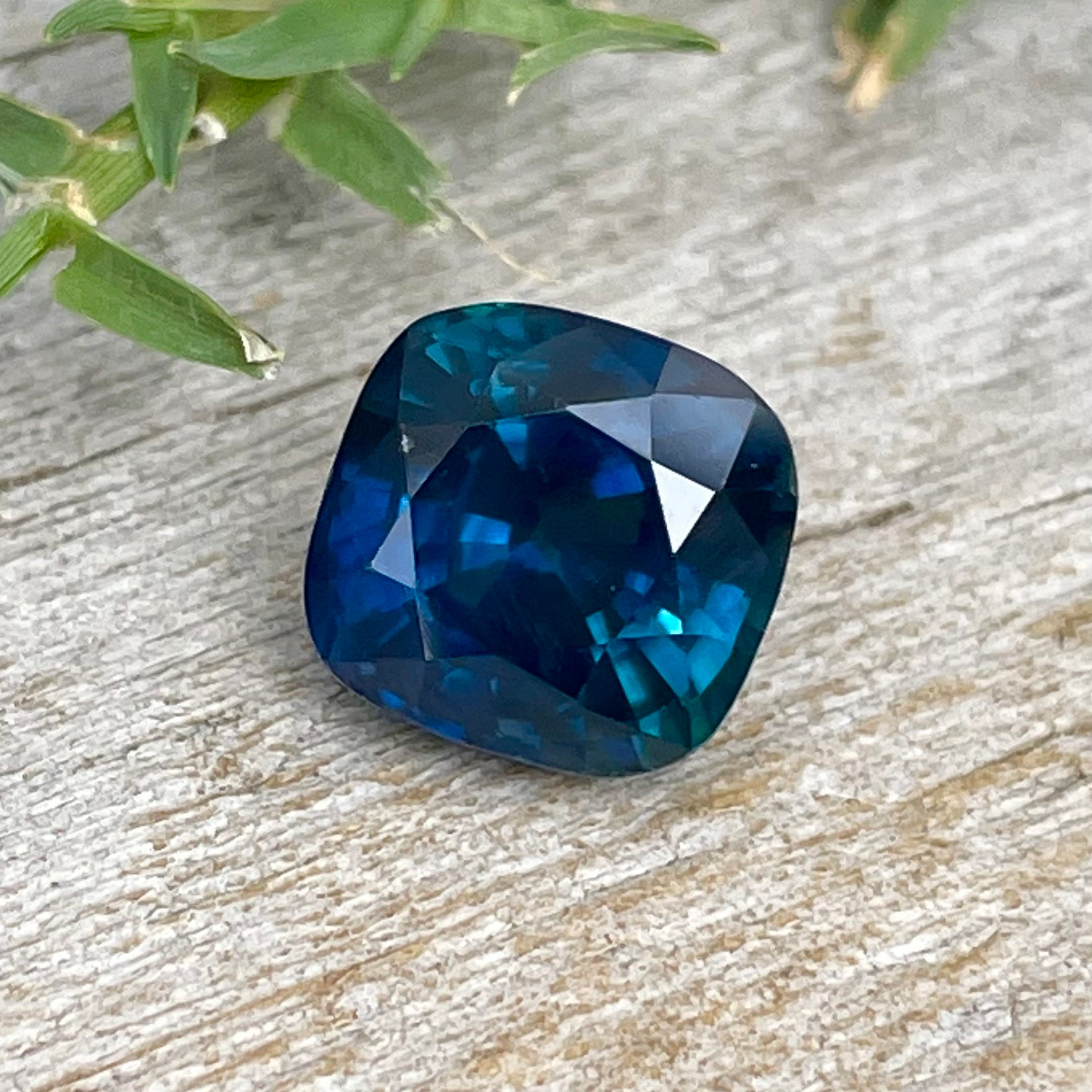 Natural Peacock Blue Sapphire Cushion Cut 3.21 Carat - Etsy