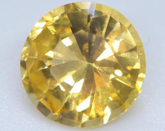 Natural Vivid Yellow Sapphire 1.07ct, Round Cut Ceylon Gemstone, Eye Clean Loose Sapphire for Engagement Ring, Heated