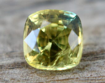 Natural Greenish Yellow Sapphire | Cushion Cut | 1.27 Carat | 6.00x5.90 mm | Loose Sapphire | Parti Sapphire Rings | Jewellery | Gemstone