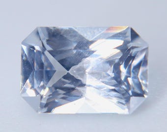 Natural Colorless Sapphire 1.23Ct Emerald Cut | White Sapphire Loose Gemstone | Ceylon Sapphire | Engagement Ring Stone