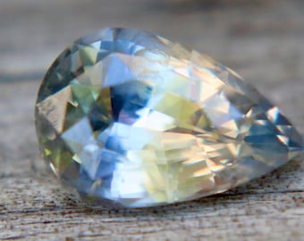 Natural Blue Yellow Bi Color Sapphire 1.72 Ct Unheated Pear Cut Ceylon Loose Sapphire Gemstone for Engagement Ring Jewelry