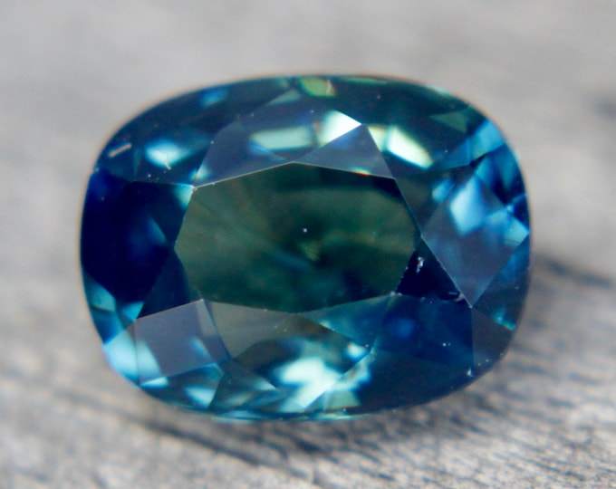 Featured listing image: Natural Blue Green Sapphire | 1.82 Carat | Cushion Cut | 8x6 mm | Loose Gemstones | Unset Sapphire | Loose Corundum | Peacock Sapphires