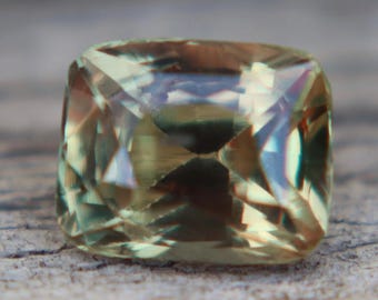 Natural Bi-Color Teal Green Golden Sapphire 1.18 Ct Cushion Ceylon Unheated VS Loose Parti Sapphire Engagement Ring