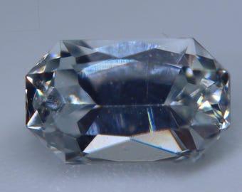 Emerald Cut White Sapphire: 0.84 Carat Ceylon Gemstone