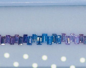 Natural Rainbow Sapphire Baguette Set 10ct Ceylon 4x2mm Calibrated Multi Color Gemstone Strip for Bracelet Ring Jewelry
