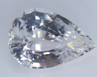 Natural Colorless Sapphire 2.06 Ct Pear Cut Ceylon Unheated VVS Loose Sapphire Diamond Alternative Engagement Ring