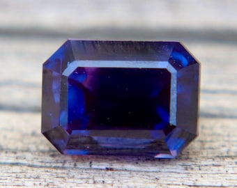 Natural Blue-Purple Ceylon Sapphire 1.32ct — Emerald Cut, Eye-Clean, Unheated, Bi-Color Loose Gemstone | Sapphire Pal