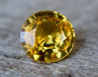 Unheated Vivid Natural Yellow Sapphire| Round Cut | 1.03 Carat | 6.23 mm |  Loose Yellow Sapphire | Natural Sapphire Gemstones |