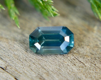 Natural Teal Sapphire | Emerald Cut | 0.89 Carat | 6.84x4.30 mm | Loose Teal Sapphire Gemstone For A Beautiful Jewellery | Crystals