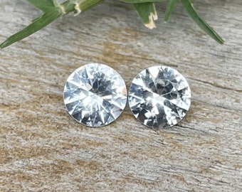 Natural White Sapphire Pair | 5.00 mm | Round Cut | Engagement Jewellery | Colourless Sapphire Pair | Engagement | Sapphire Earring | Gems