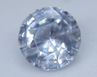 1.34ct Natural White Sapphire, Round Ceylon Sapphire, Eye Clean Loose Gemstone, 6.60mm Stone for Custom Ring or Pendant