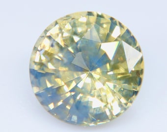 Natural Yellow Blue Bi Color Sapphire 1.34ct Round Ceylon Sapphire VS Loose Gemstone for Engagement Ring Custom Jewelry