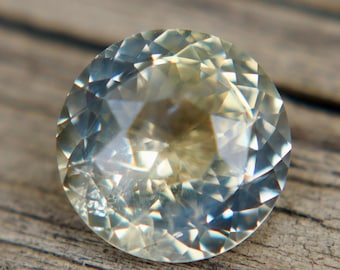 Natural Pale Yellow Blue Bi-Color Ceylon Sapphire 3.10 ct Round Cut, Unheated Loose Sapphire for Ring Pendant or Fine Jewelry