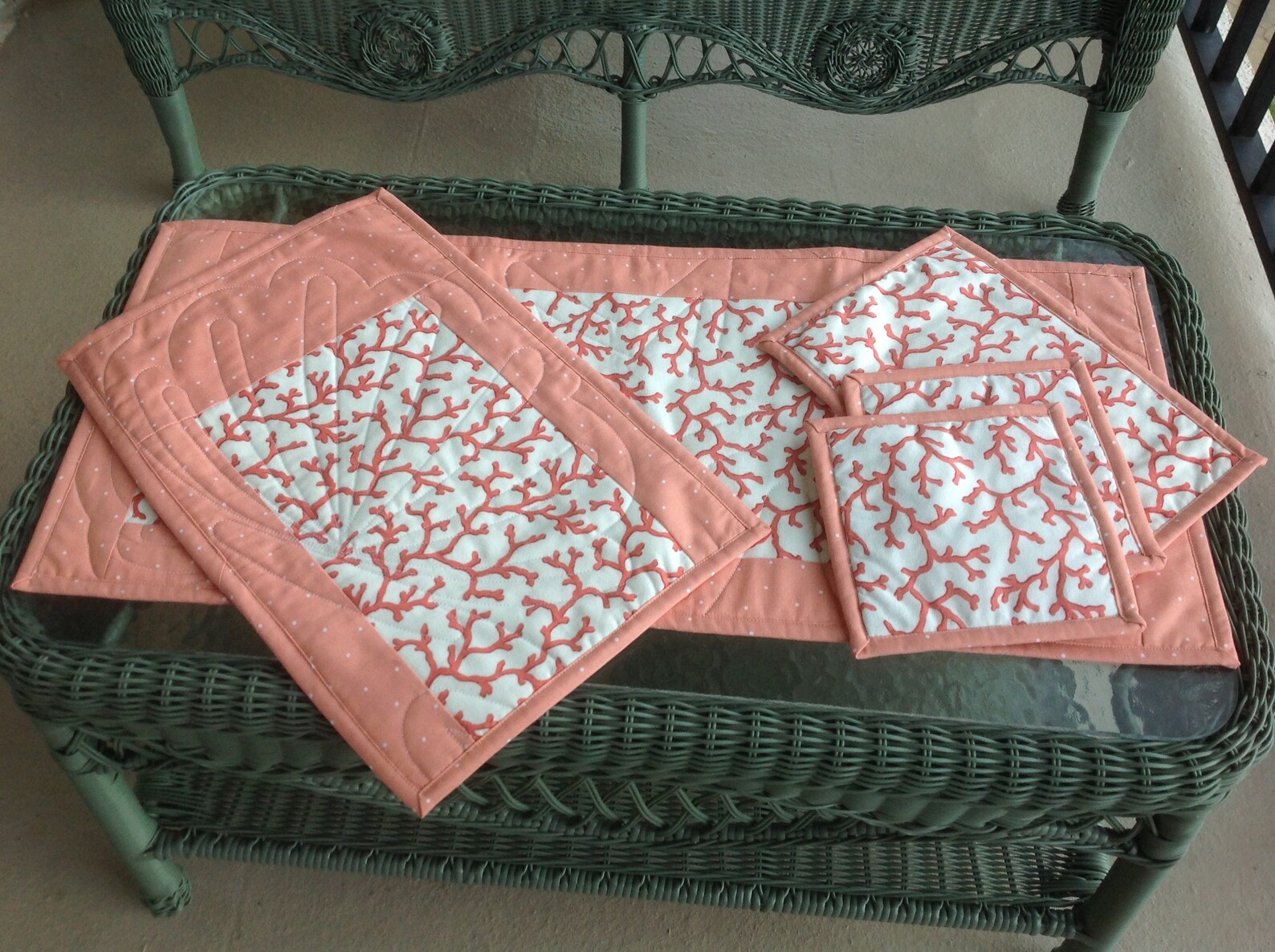 Coral Quilted Placemats Etsy
