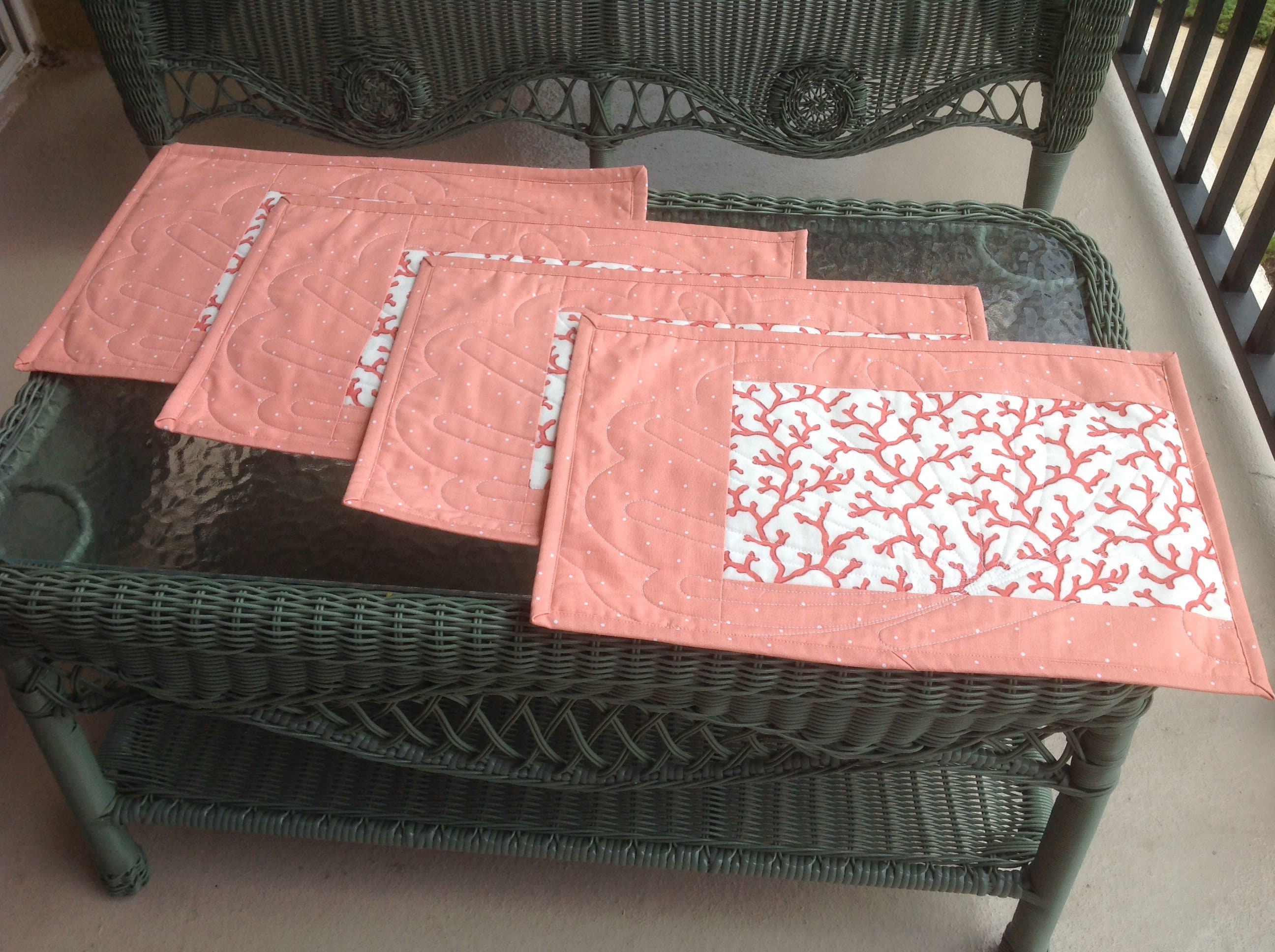 Coral Quilted Placemats Etsy